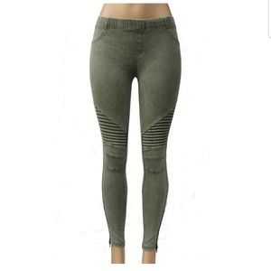 Olive Ankle Zip Moto leggings, Large